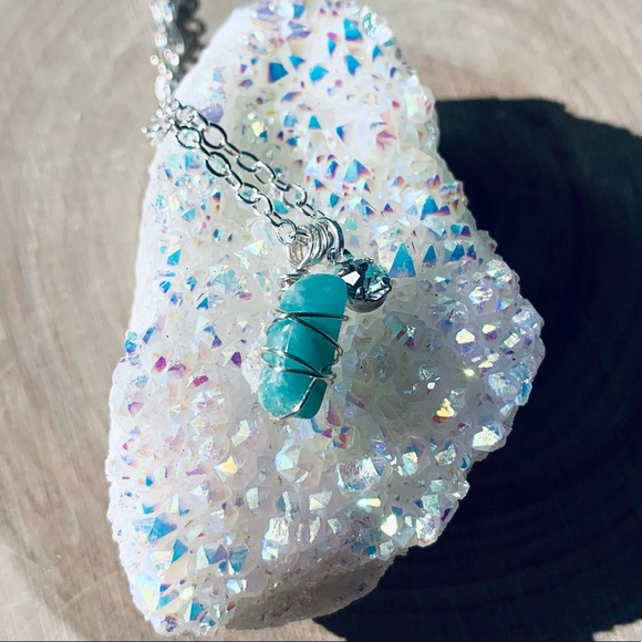 Amazonite Rhinestone Crystal Necklace - Picture 4 of 6